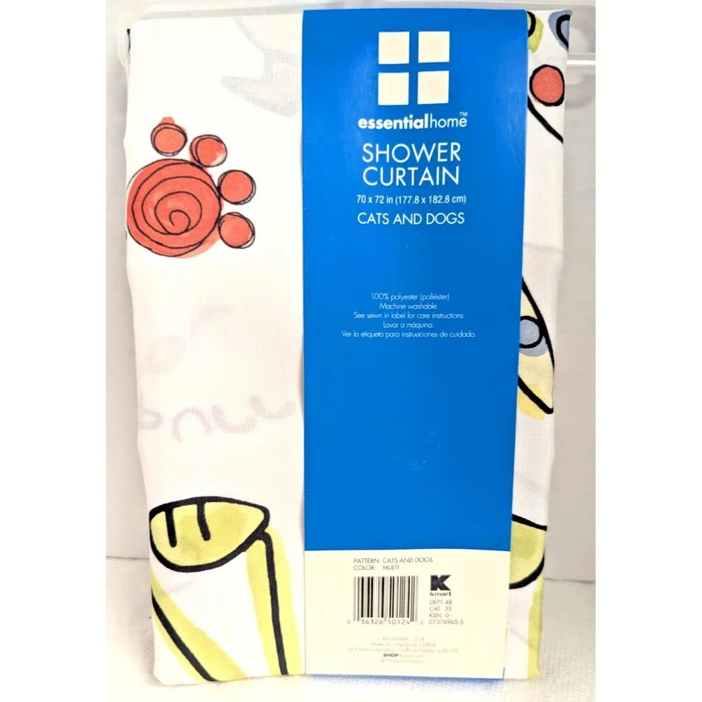 Essential Home Silly Cats and Dogs Fabric Shower Curtain Polyester 70 x 72 inch